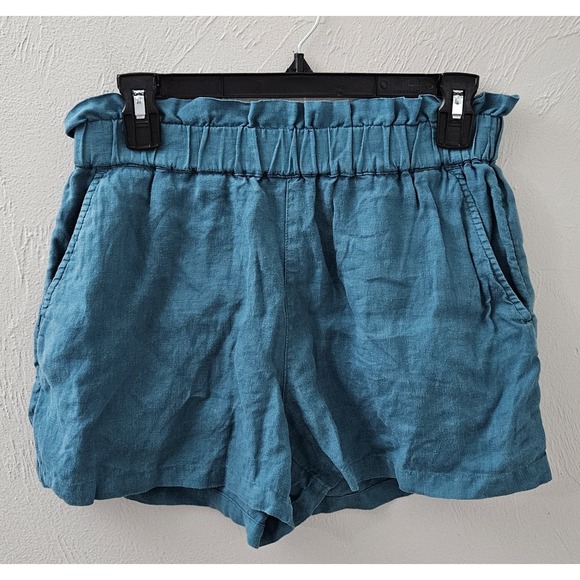 C&C California Womens Size Small Blue 100% Linen Paperbag Style Short 3" Inseam - Picture 1 of 6